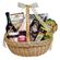 basket with sweets and wine